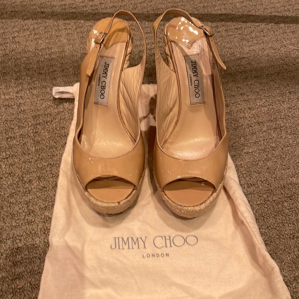 Jimmy Choo espadrilles. Nude colour. Patent leather size 39 1/2